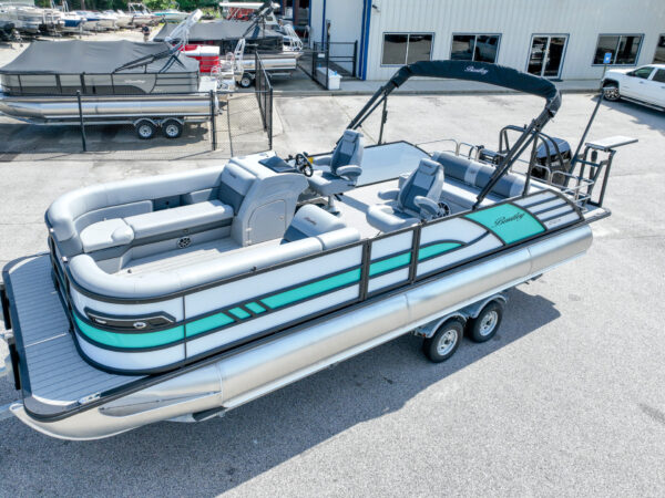(SOLD) Aruba Blue - 2025 Bentley Elite 253DC Swingback w/ Mercury 300XL 25" & Trailer - Image 12