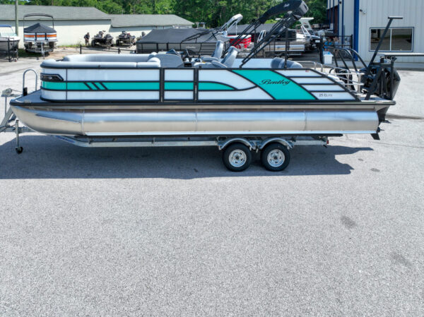 (SOLD) Aruba Blue - 2025 Bentley Elite 253DC Swingback w/ Mercury 300XL 25" & Trailer - Image 11