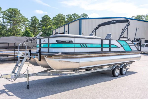 (SOLD) Aruba Blue - 2025 Bentley Elite 253DC Swingback w/ Mercury 300XL 25" & Trailer - Image 5
