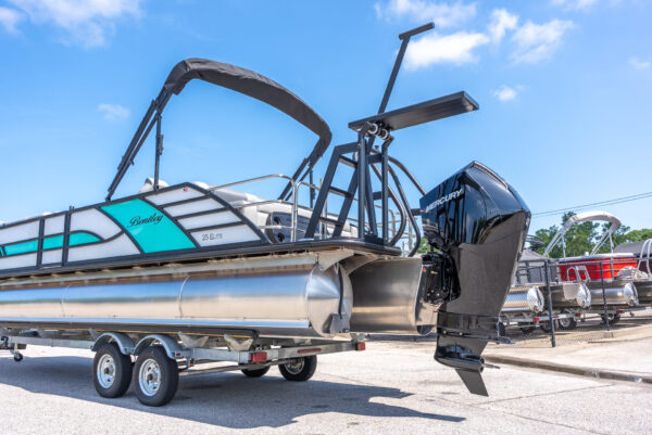 (SOLD) Aruba Blue - 2025 Bentley Elite 253DC Swingback w/ Mercury 300XL 25" & Trailer - Image 10